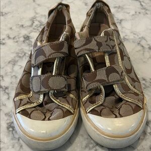 Coach Britt Brown Signature Logo Vintage Sneaker Shoes Women's Size 6
